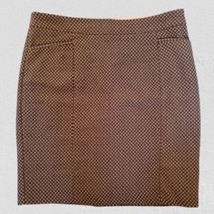 Dex The Suit shop - Jacquard print skirt, fully lined, brown & tan, size medium